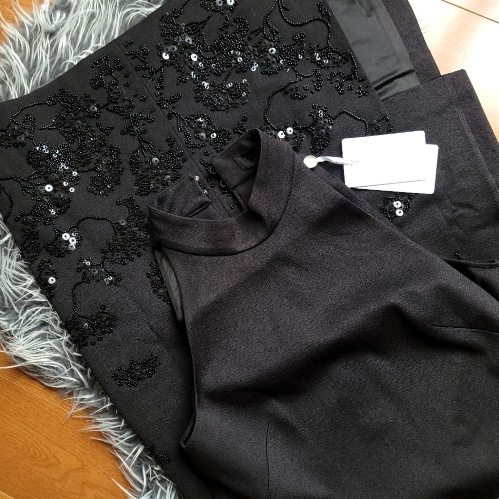 🍒NWT🍒 TED BAKER RARE BLACK EVENING CREPE DRESS